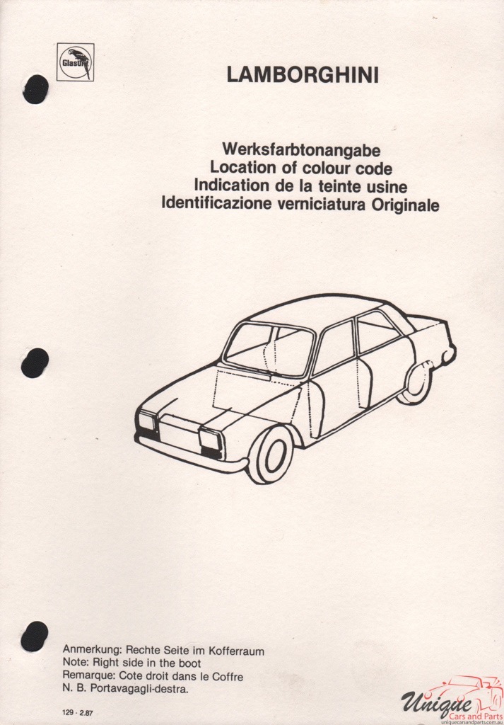 1985 Lamborghini Paint Charts Glasurit 0